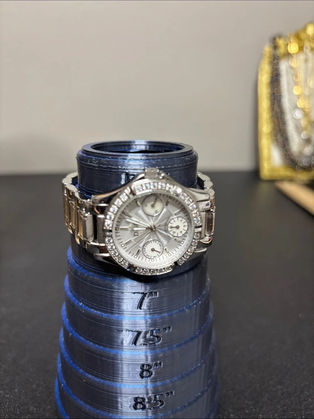 DMQ CZ WOMEN'S STAINLESS STEEL WATCH CRYSTAL ACCENTS Water Restraint WORKING